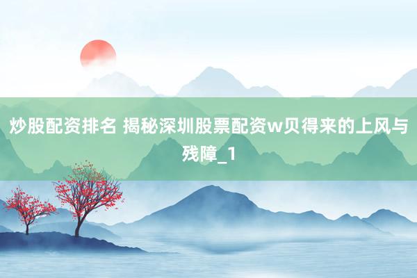 炒股配资排名 揭秘深圳股票配资w贝得来的上风与残障_1