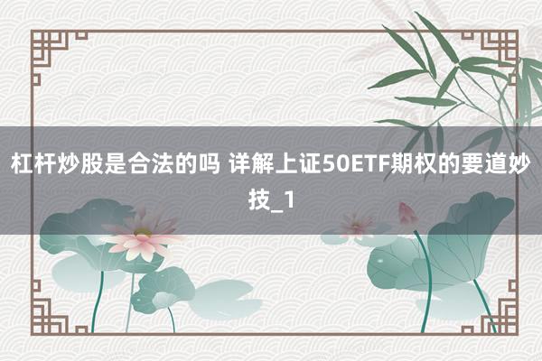 杠杆炒股是合法的吗 详解上证50ETF期权的要道妙技_1